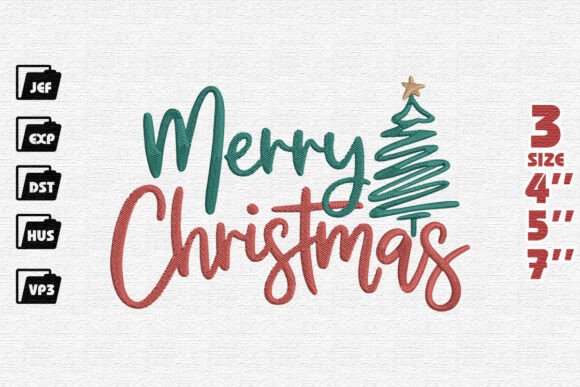 Modern Merry Christmas Script & Scribble Tree Design