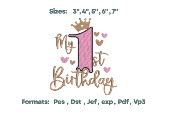 My 1st Birthday Girl Crown Fill Stitch Review